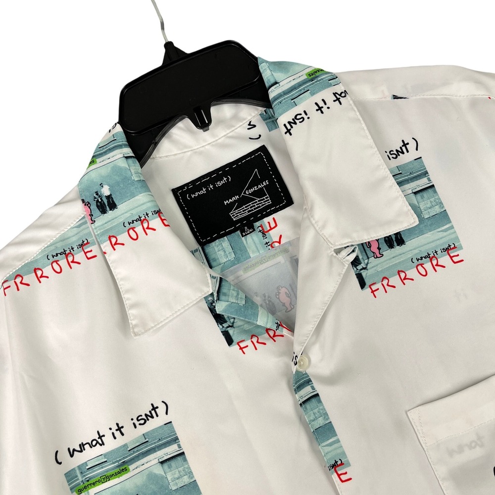Guerrero‎ y Gonzales What It Isnt Shirt Mens Large White Graphic Button Up